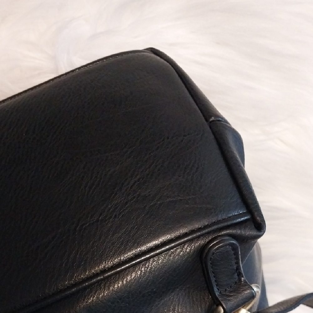 Antik Kraft Black Leather Backpack with Gold Accents - Picture 12 of 16
